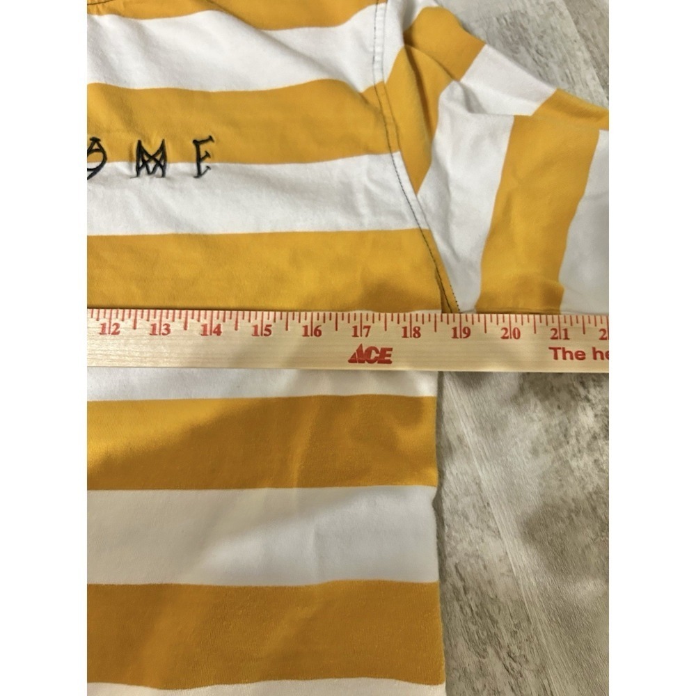 WELCOME Skateboards Yellow & White Stripped Long Sleeve Shirt Medium Relaxed Fit - Picture 8 of 8